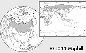 Gray Location Map of Russia, blank outside, hill shading inside