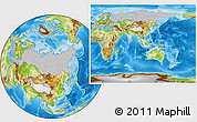 Gray Location Map of Russia, physical outside, hill shading