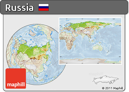 Physical Location Map of Russia, lighten