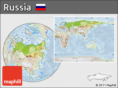 Physical Location Map of Russia, lighten