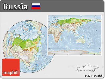 Physical Location Map of Russia, lighten