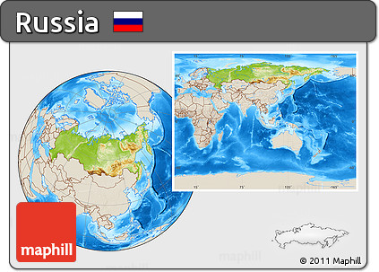 Physical Location Map of Russia, shaded relief outside