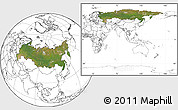 Satellite Location Map of Russia, blank outside