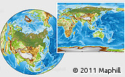 Satellite Location Map of Russia, physical outside