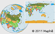 Satellite Location Map of Russia, political outside