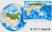 Satellite Location Map of Russia, shaded relief outside