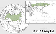 Savanna Style Location Map of Russia, blank outside, hill shading inside