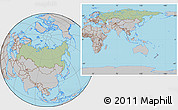 Savanna Style Location Map of Russia, gray outside, hill shading inside