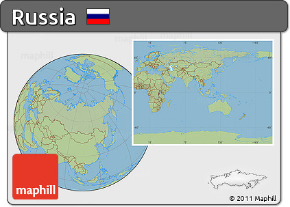 Savanna Style Location Map of Russia, hill shading inside