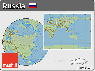 Savanna Style Location Map of Russia, hill shading inside