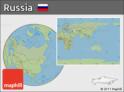 Savanna Style Location Map of Russia, hill shading inside