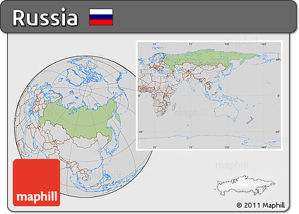 Savanna Style Location Map of Russia, lighten, desaturated