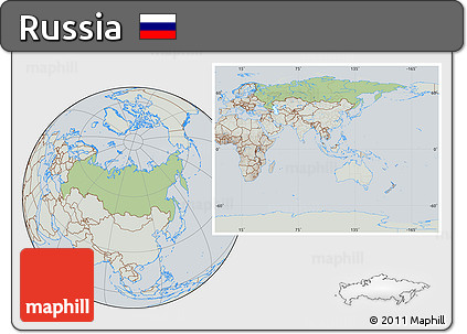 Savanna Style Location Map of Russia, lighten, semi-desaturated