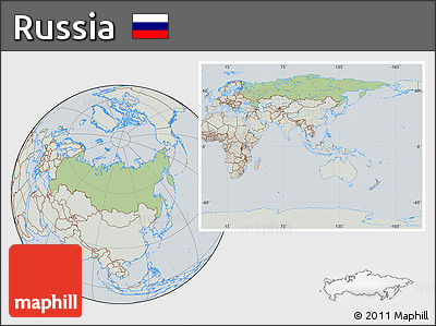 Savanna Style Location Map of Russia, lighten, semi-desaturated