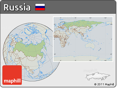 Savanna Style Location Map of Russia, lighten, semi-desaturated