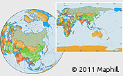 Savanna Style Location Map of Russia, political outside, hill shading