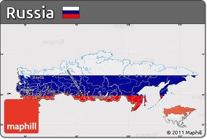 Flag Map of Russia