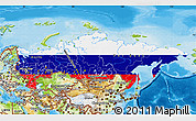 Flag Map of Russia, physical outside, bathymetry sea