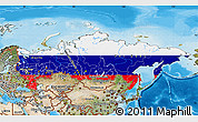 Flag Map of Russia, satellite outside, bathymetry sea