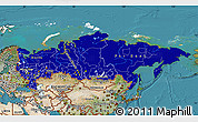 Flag Map of Russia, satellite outside, flag centered