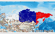 Flag Map of Russia, shaded relief outside, flag aligned to the middle