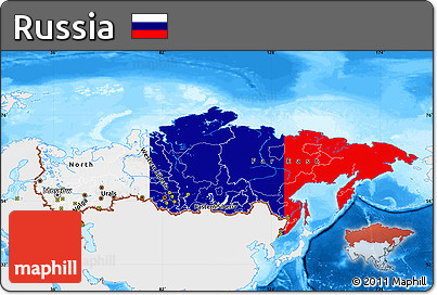 Flag Map of Russia, single color outside, bathymetry sea, flag rotated