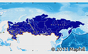 Flag Map of Russia, single color outside, shaded relief sea, flag centered