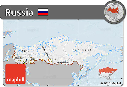 Gray Map of Russia, single color outside