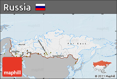 Gray Map of Russia, single color outside