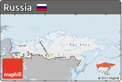Gray Map of Russia, single color outside