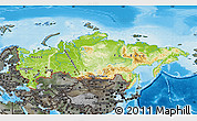 Physical Map of Russia, darken, semi-desaturated, land only