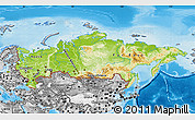 Physical Map of Russia, desaturated, land only