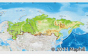 Physical Map of Russia, lighten, semi-desaturated, land only