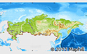 Physical Map of Russia, single color outside, bathymetry sea