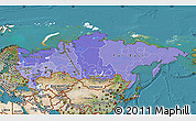 Political Shades Map of Russia, satellite outside