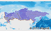 Political Shades Map of Russia, single color outside