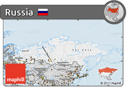 Silver Style Map of Russia