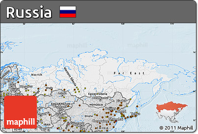 Silver Style Map of Russia