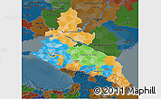 Political 3D Map of North Caucasus, darken