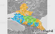 Political 3D Map of North Caucasus, desaturated