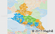 Political 3D Map of North Caucasus, lighten