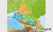 Political 3D Map of North Caucasus, physical outside