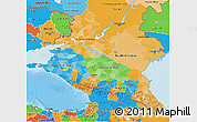 Political 3D Map of North Caucasus, political shades outside