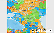 Political 3D Map of North Caucasus