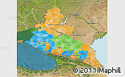 Political 3D Map of North Caucasus, satellite outside
