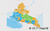 Political 3D Map of North Caucasus, single color outside