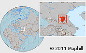 Gray Location Map of Chechen Republic, hill shading