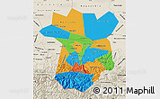 Political Map of Chechen Republic, shaded relief outside