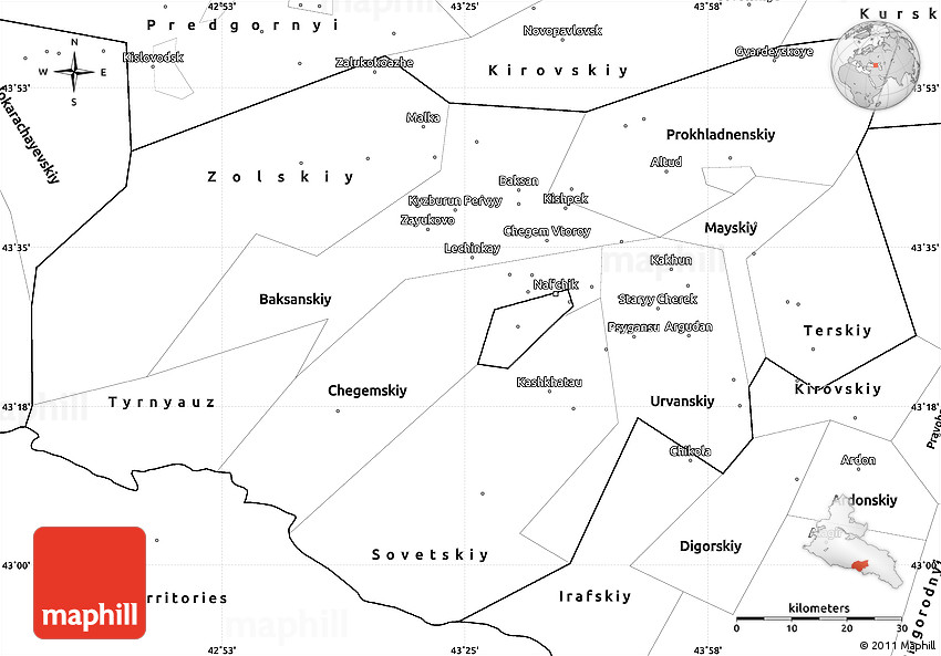 Blank Simple Map of Kabardino-Balkaria
