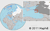 Gray Location Map of Gelendzhik, highlighted country, highlighted grandparent region